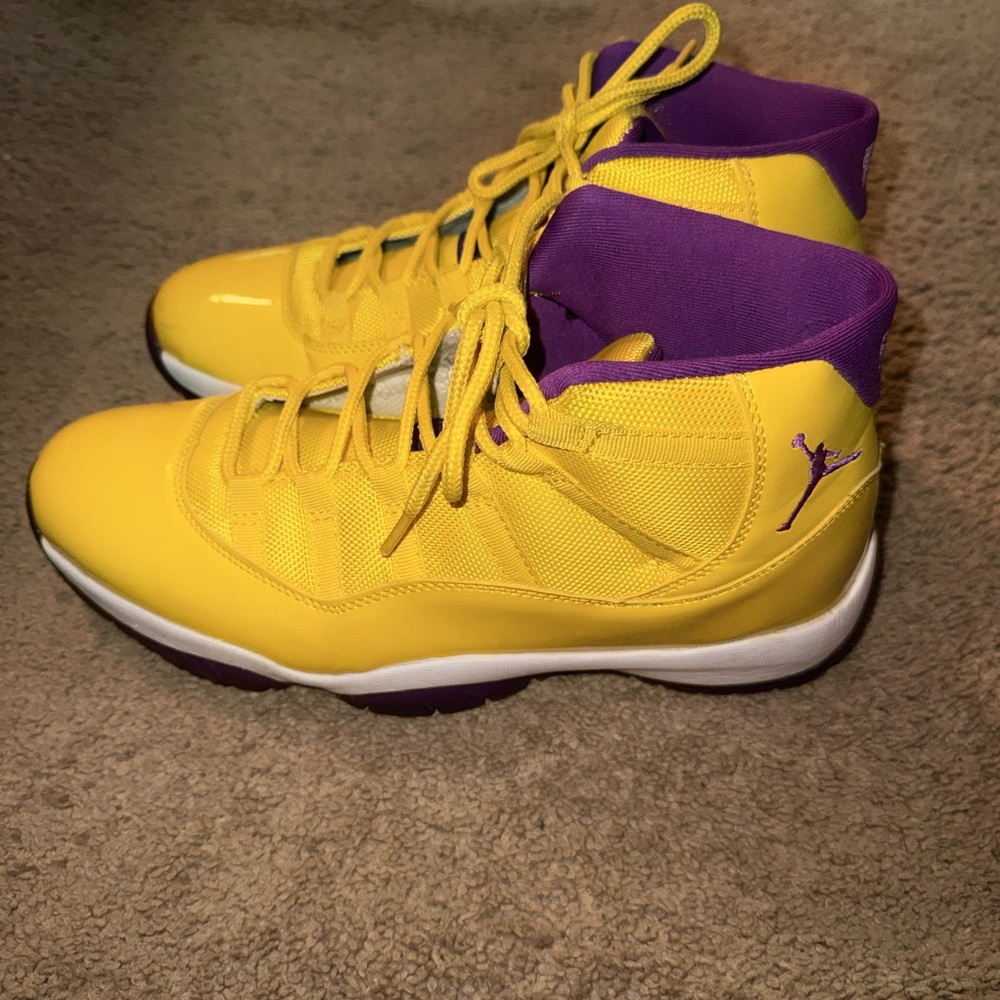 Like New Custom Yellow and Purple 11s  Size 10 - Picture 3 of 6